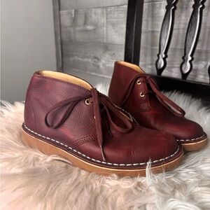 LL Bean Stonington Burgundy Leather Lace-Up Chukka Boots size 7 medium